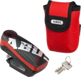 Abus 7000 RS1 Detecto - Candado para disco de freno (incluye funda, 50 x 100 mm), color rojo
